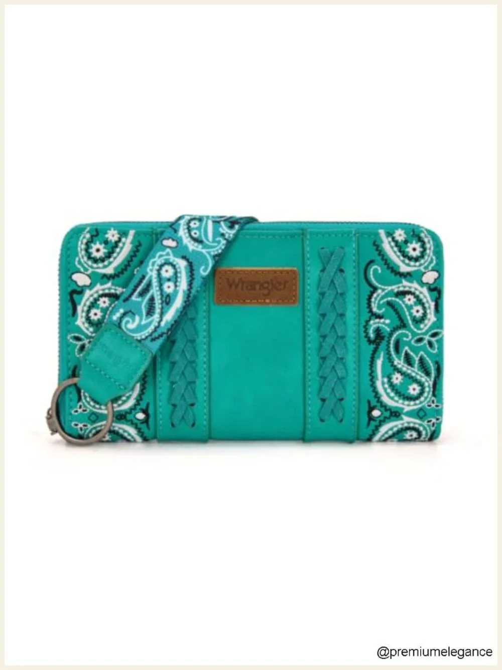 Vegan Leather Paisley Wristlet Wallet RFID Blocking Zip Around Clutch with Coin